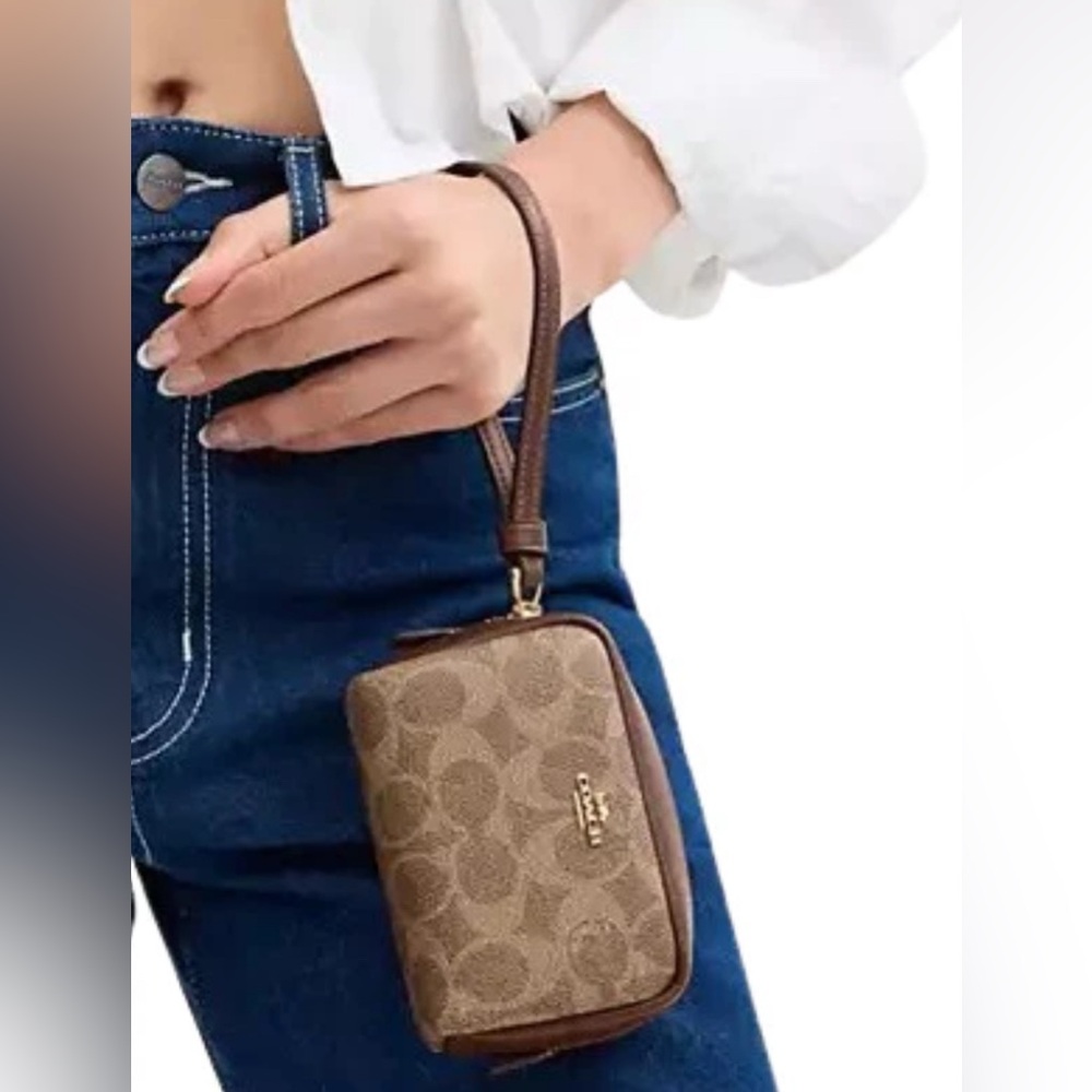 Coach Brown Wristlet Clutch